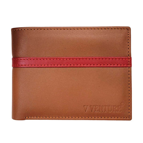 V VENTURE Baggio Stripe Leather Wallet – Bifold with Flip ID Window