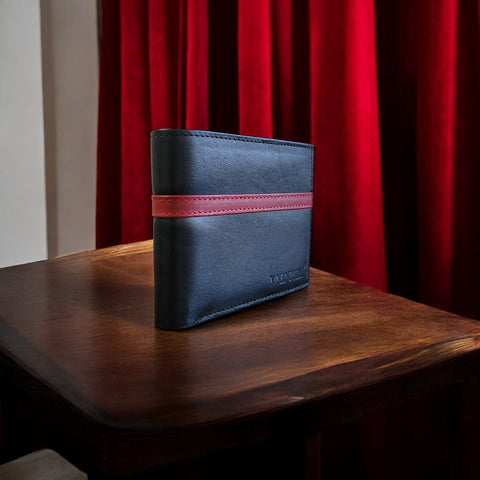 V VENTURE Baggio Stripe Leather Wallet – Bifold with Flip ID Window