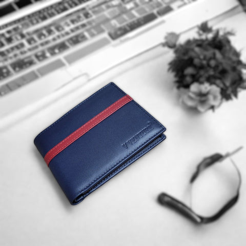 V VENTURE Baggio Stripe Leather Wallet – Bifold with Flip ID Window