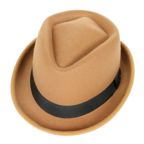 Autumn And Winter New British Woollen Hat Top Hat Men'S Panama Jazz Hat Black Women'S Imitation Felt Hat