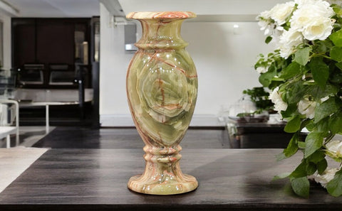 5” X 12” Andrei-A Green Elegant Onyx Flower Vase, For Office and Home Decor