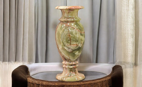 5” X 12” Andrei-A Green Elegant Onyx Flower Vase, For Office and Home Decor