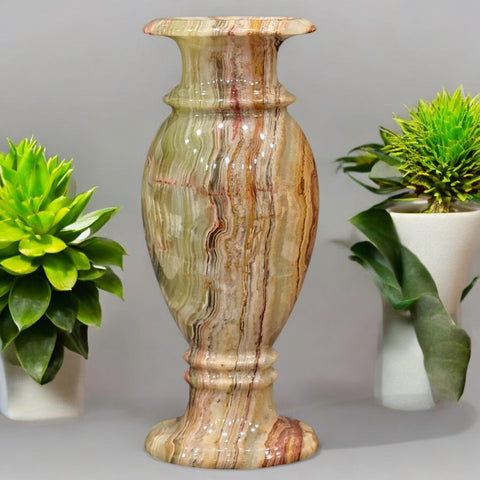 5” X 12” Andrei-A Green Elegant Onyx Flower Vase, For Office and Home Decor