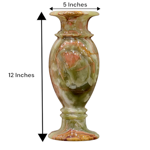 5” X 12” Andrei-B Green Elegant Onyx Flower Vase, For Office and Home Decor