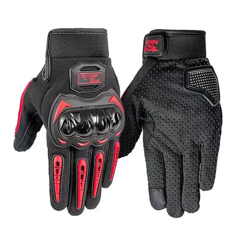 Motorcycle Gloves Black Racing Genuine Leather