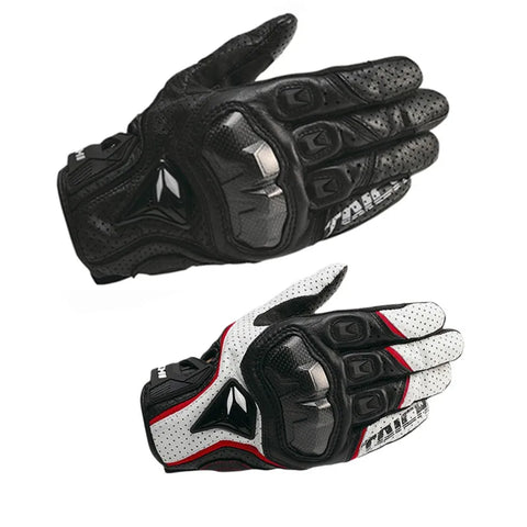 Leather Perforated Carbon Fiber Motorcycle Gloves