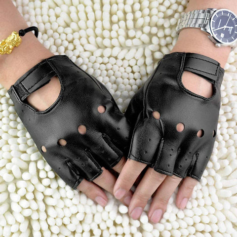 Unisex Artificial Leather Half-Finger Gloves