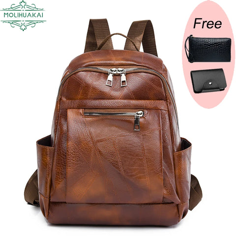 Women Backpack High Quality Leather Large Capacity School, Travel Shoulder Bags