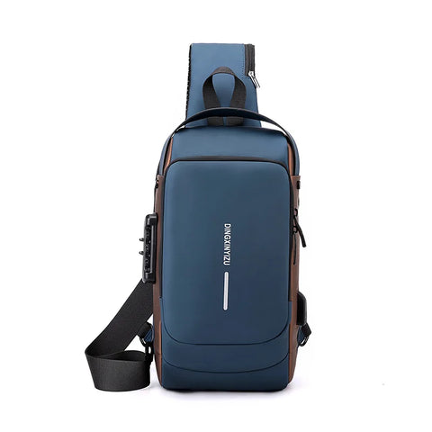 Men's Crossbody Party Bag Waterproof USB Chest Bags Anti-theft