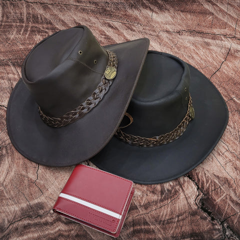 Sheriff Cowboy Leather Hat -  Western for Men,  Women Black Brown.  Made in Pakistan